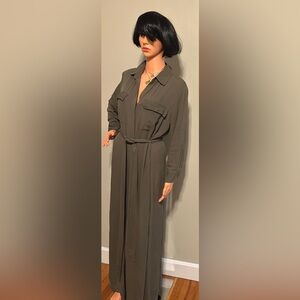L'AGENCE Cameron Maxi Shirt Dress Olive green S/P